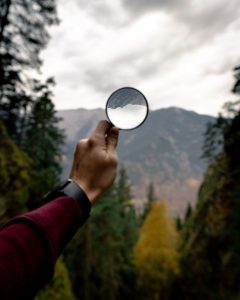 person holding magnifying glass