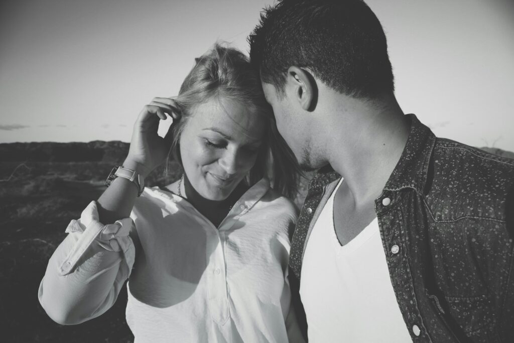 When Purpose Whispers grayscale photography of man and woman